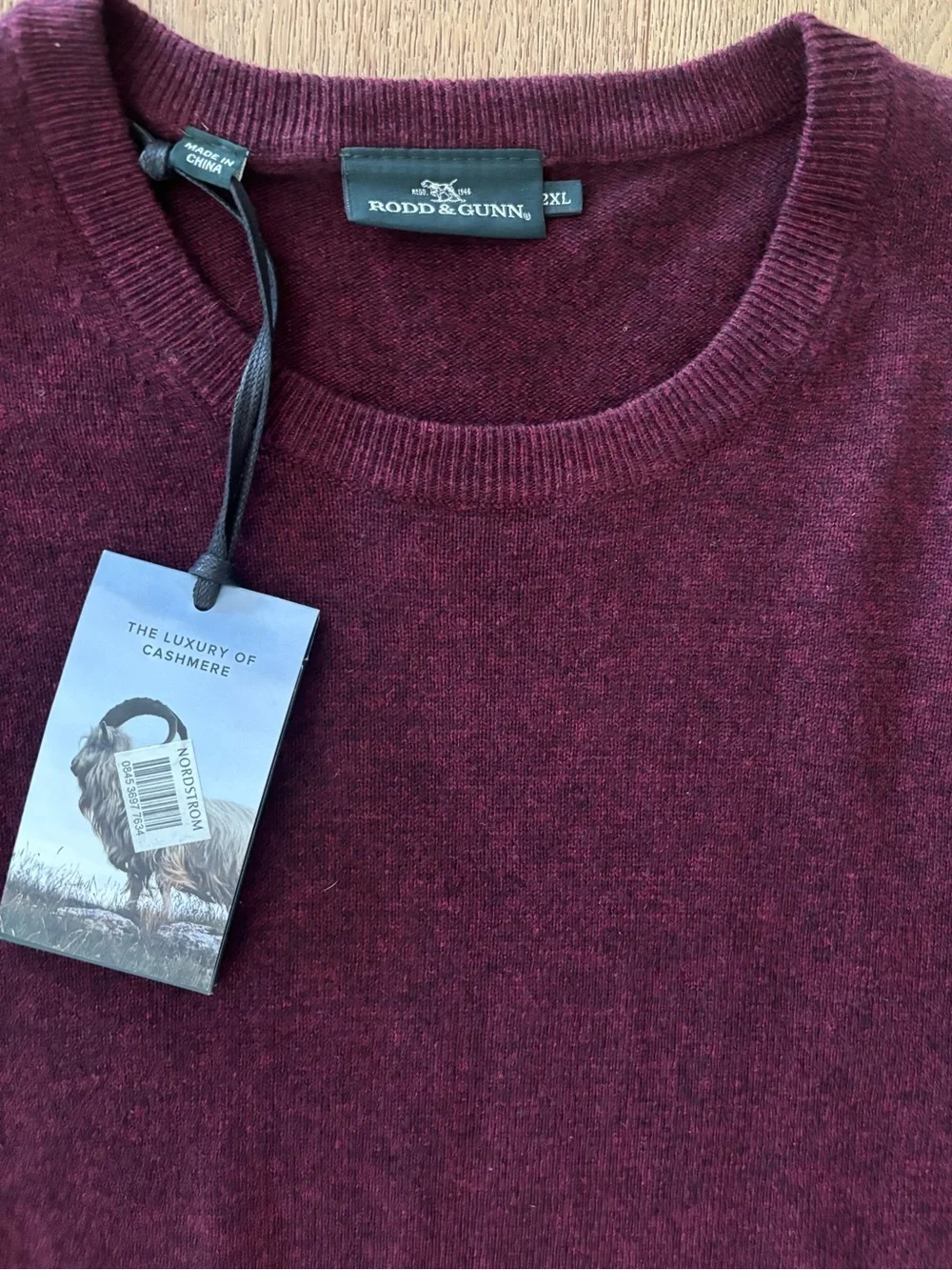 Rodd & Gunn Sweater Size XXL Queenstown Burgundy Red claret Cashmere Wool NWT